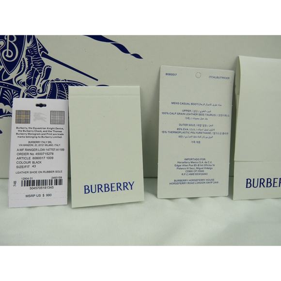 NIB BURBERRY RANGER BLACK LEATHER LACE UP HIKING BOOTS US 11 44 ITALY $990 - Picture 13 of 14